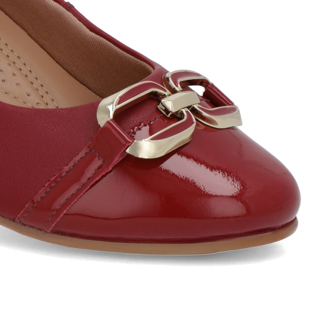 Sapatilha Vermelha Couro Salto Embutido Enfeite Vermelho 4