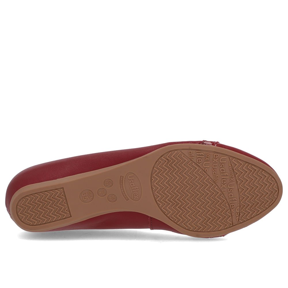 Sapatilha Vermelha Couro Salto Embutido Enfeite Vermelho 5