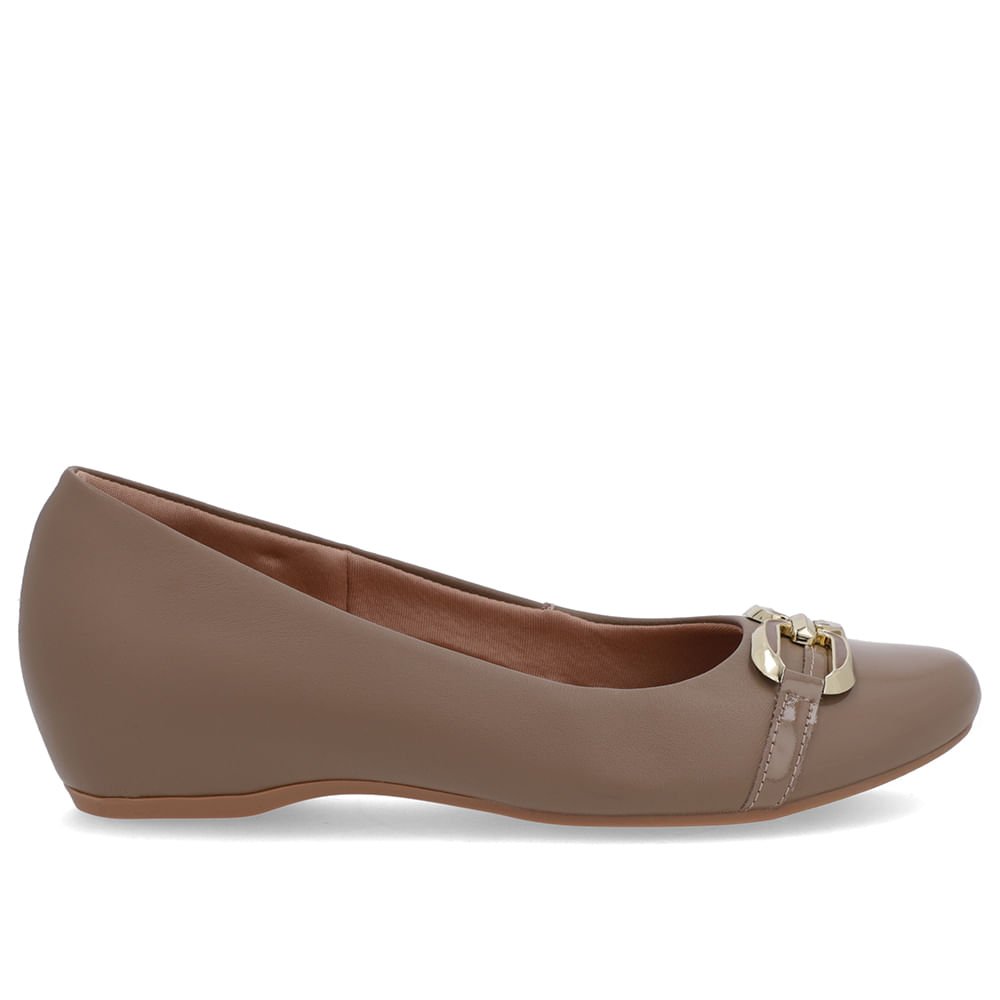 Sapatilha Marrom Couro Salto Embutido Enfeite