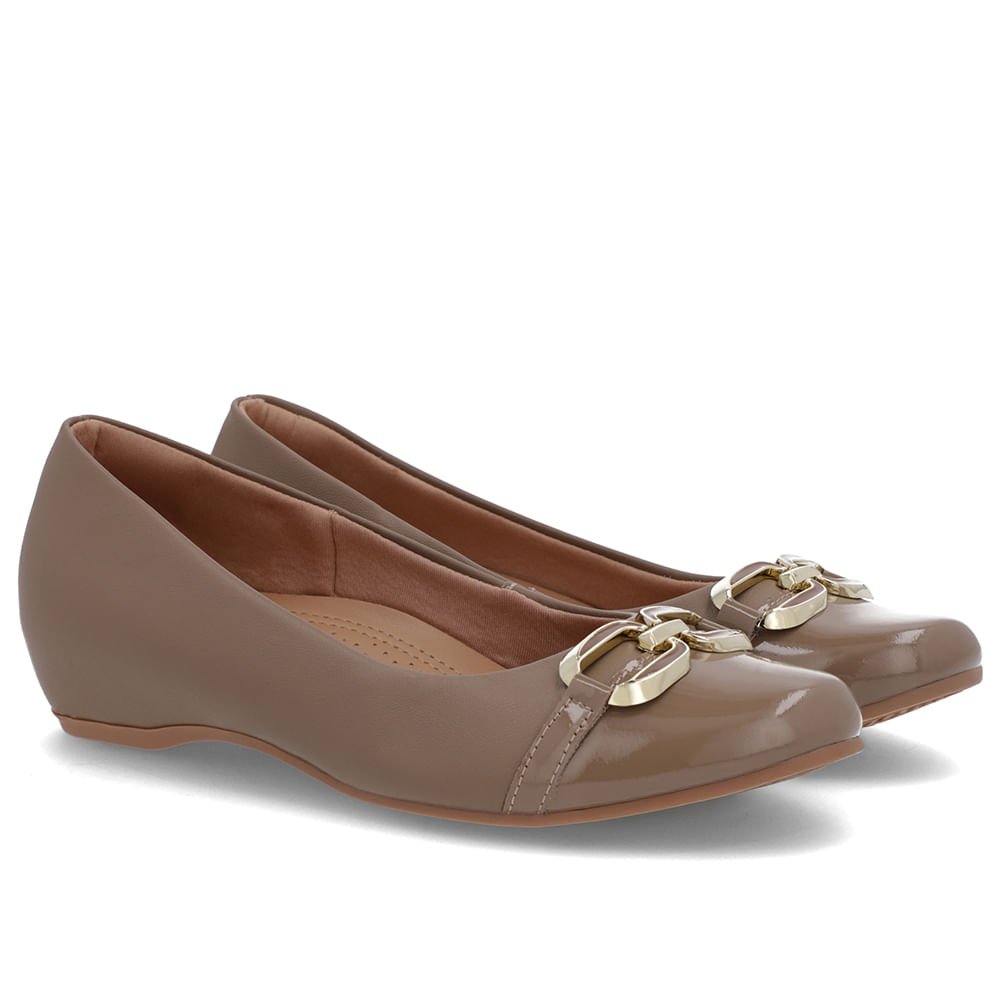 Sapatilha Marrom Couro Salto Embutido Enfeite Marrom 2