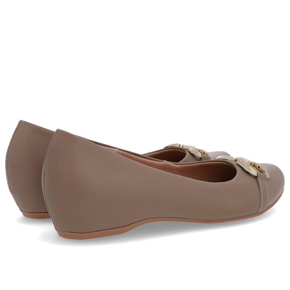 Sapatilha Marrom Couro Salto Embutido Enfeite Marrom 3