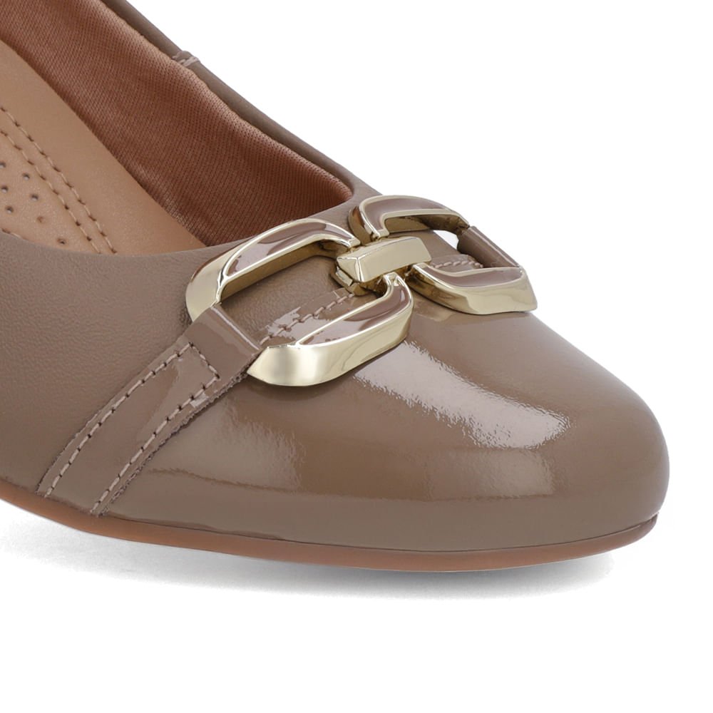 Sapatilha Marrom Couro Salto Embutido Enfeite Marrom 4