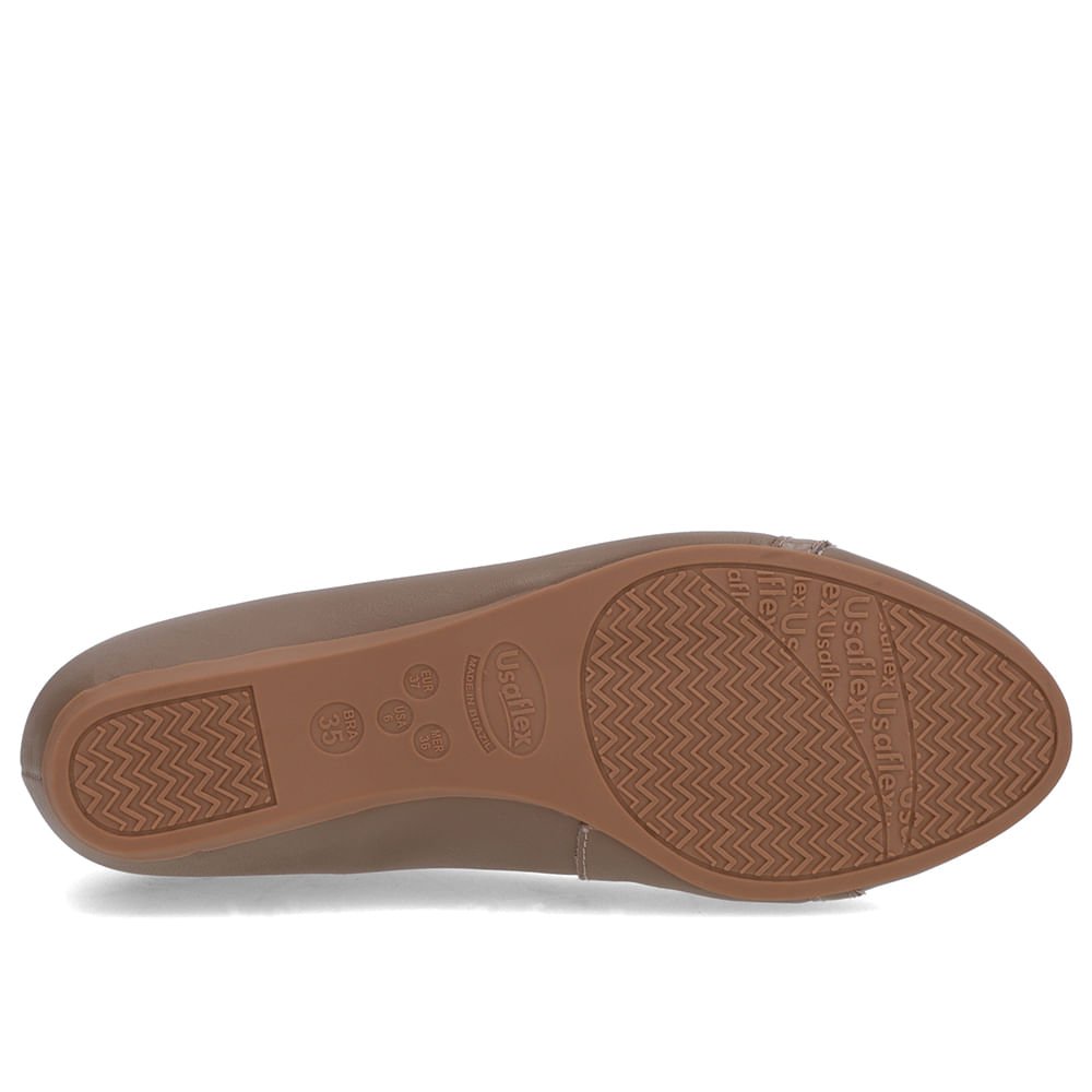 Sapatilha Marrom Couro Salto Embutido Enfeite Marrom 5