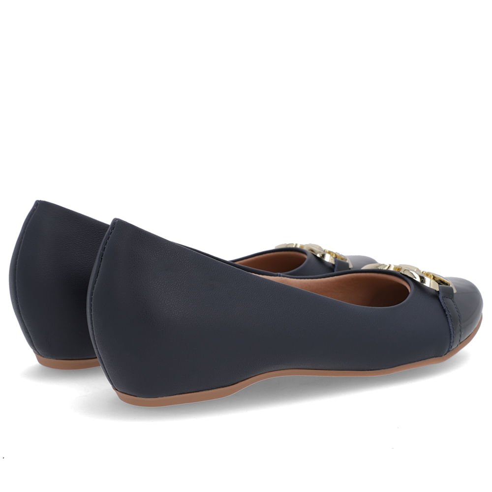 Sapatilha Azul Couro Salto Embutido Enfeite Azul 3