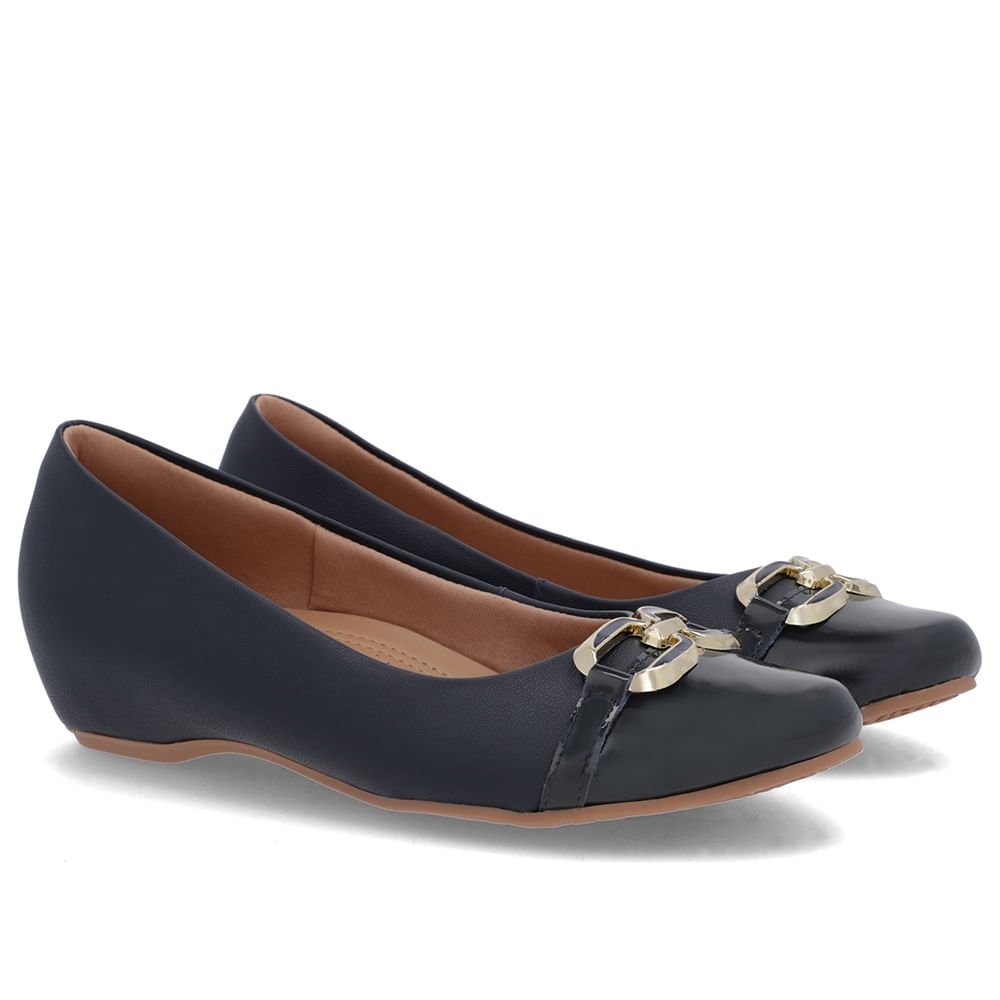 Sapatilha Azul Couro Salto Embutido Enfeite Azul 2