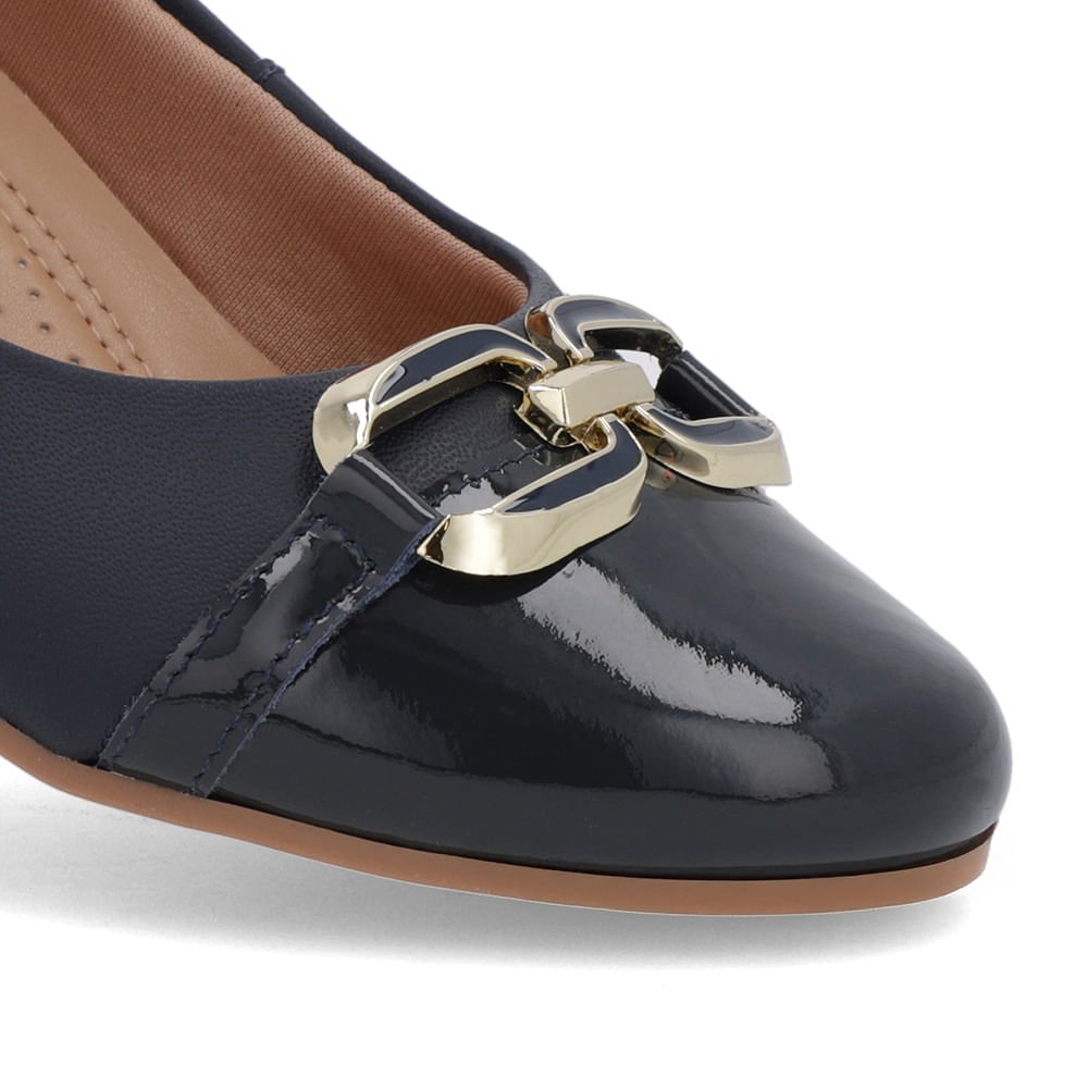 Sapatilha Azul Couro Salto Embutido Enfeite Azul 4