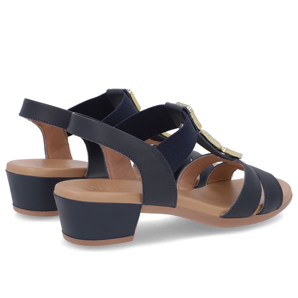 Sandália Couro Azul Enfeite Tira Elástico Azul 3