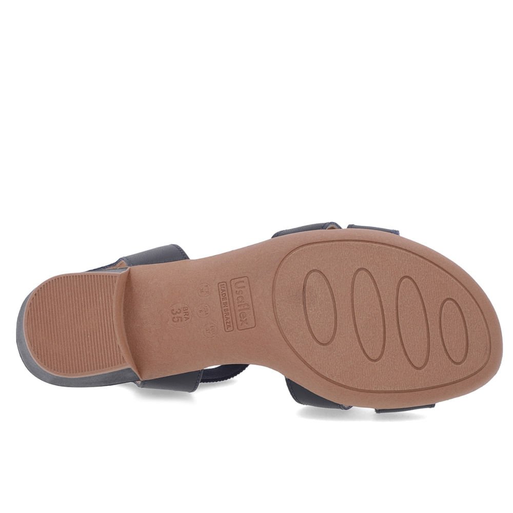 Sandália Couro Azul Enfeite Tira Elástico Azul 5