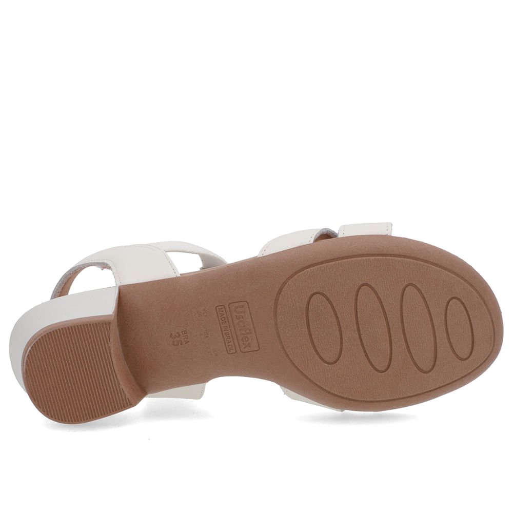 Sandália Couro Branca Marfim Enfeite Tira Elástico Branco 5