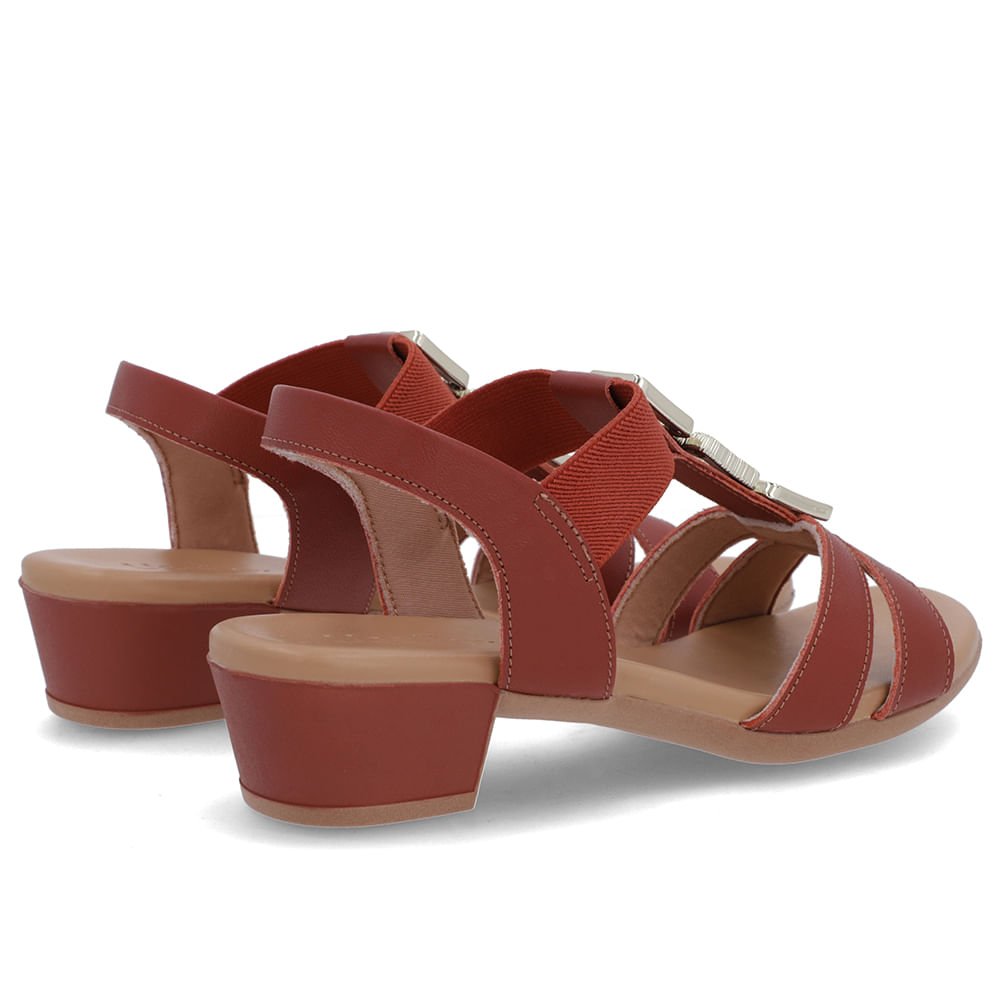 Sandália Couro Marrom Terracota Enfeite Tira Elástico Marrom 3