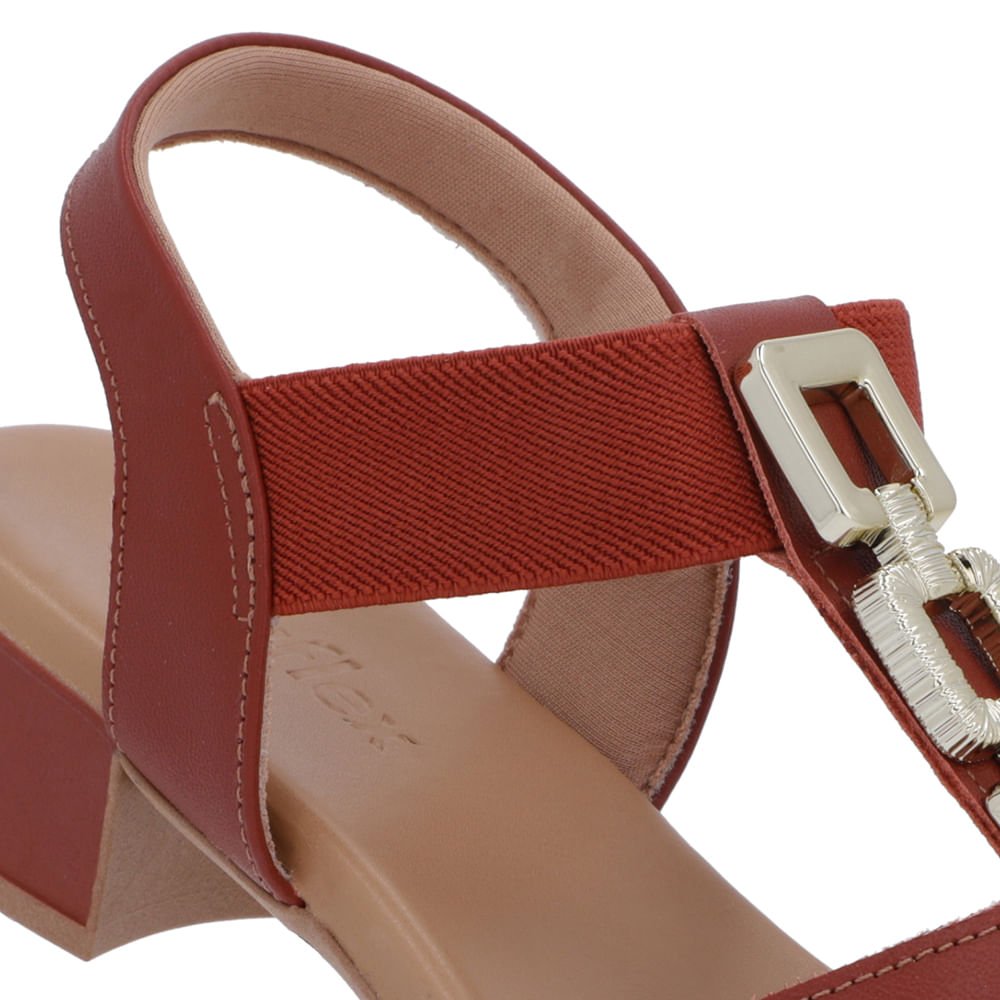 Sandália Couro Marrom Terracota Enfeite Tira Elástico Marrom 4