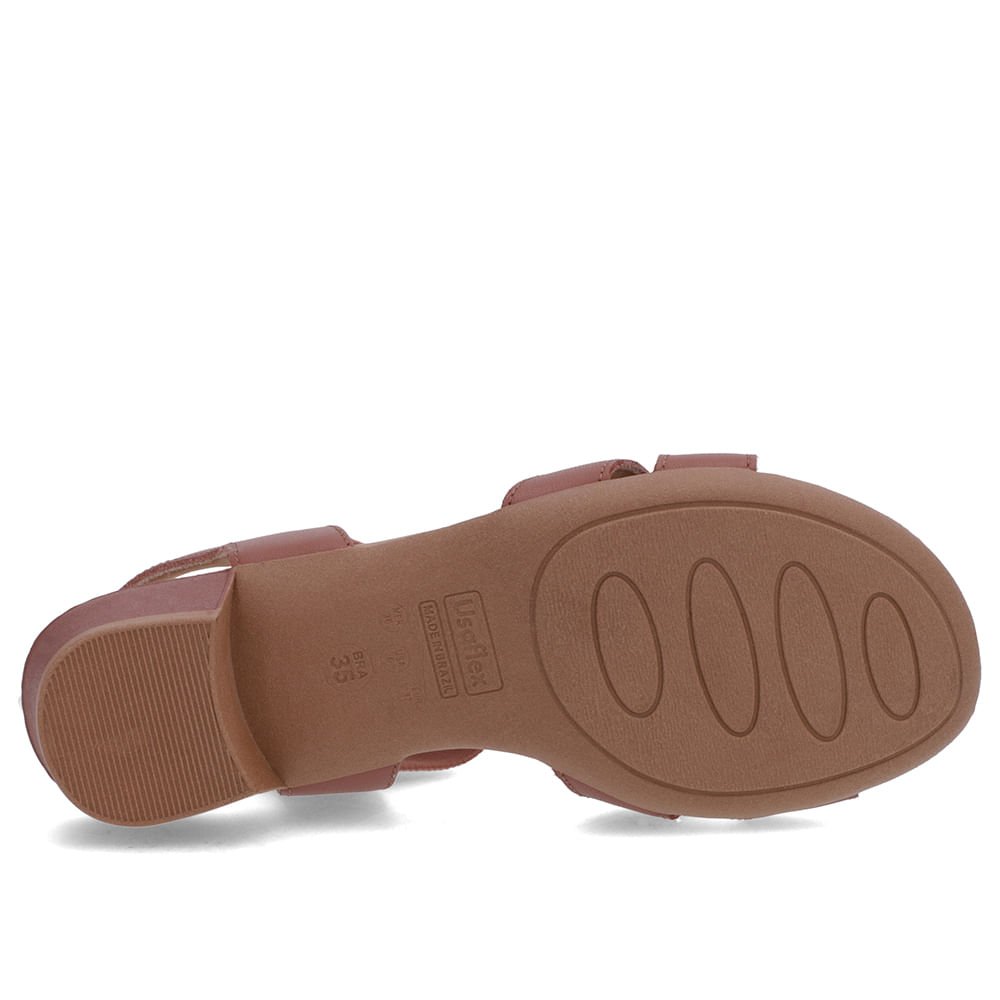 Sandália Couro Rosa Enfeite Tira Elástico Rosa 5