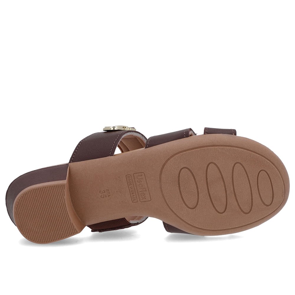 Tamanco Salto Bloco Couro Marrom Pinhão Enfeite Marrom 5