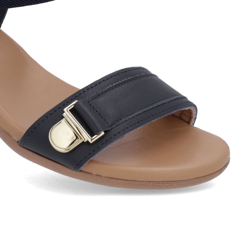 Sandália Couro Azul Enfeite Tira Elástico Azul 4