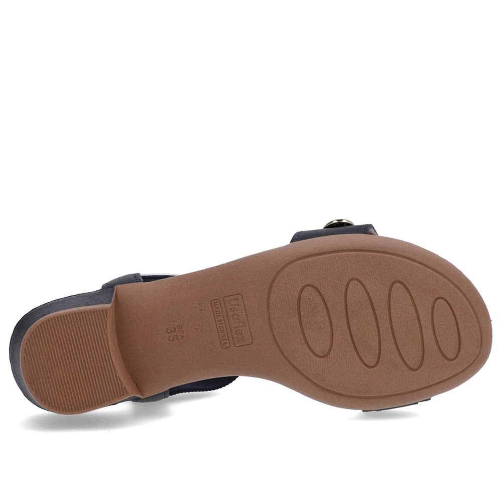 Sandália Couro Azul Enfeite Tira Elástico Azul 5