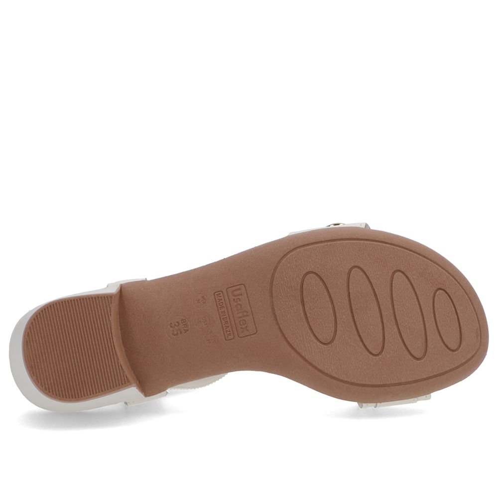 Sandália Couro Branca Marfim Enfeite Tira Elástico Branco 5