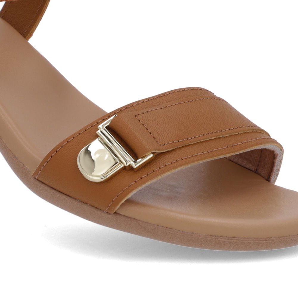 Sandália Couro Marrom Tira Elástico Marrom 4