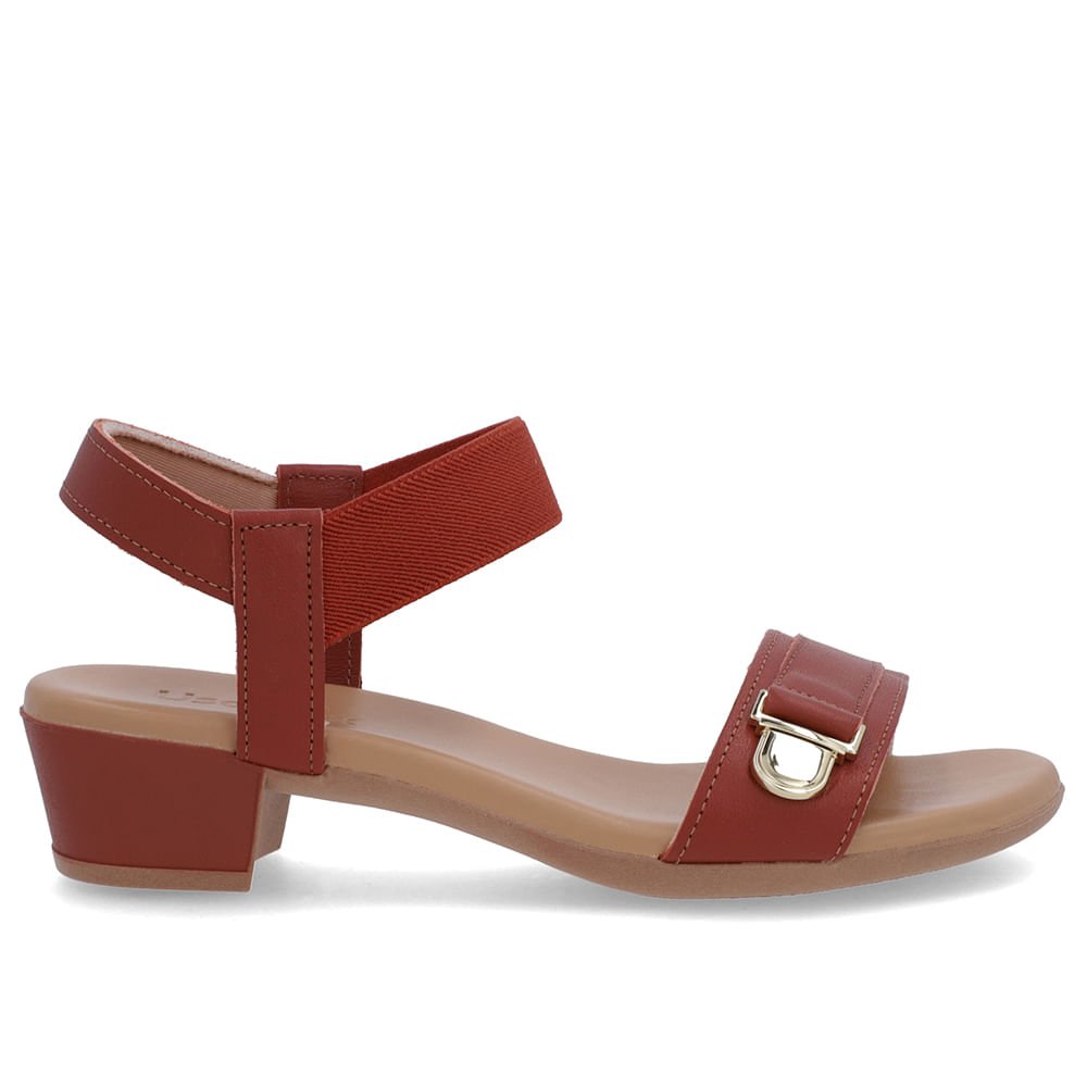 Sandália Couro Marrom Tira Elástico