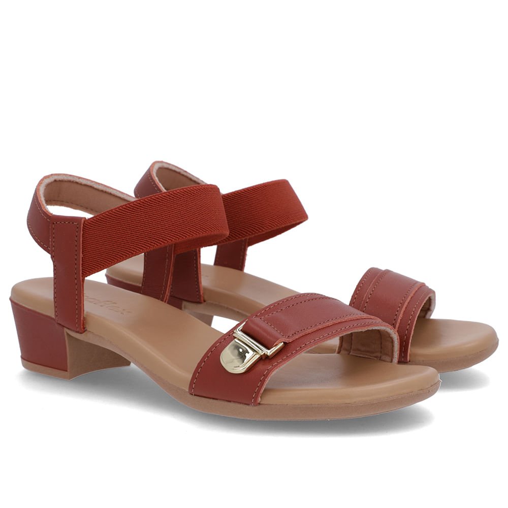 Sandália Couro Marrom Tira Elástico Marrom 2