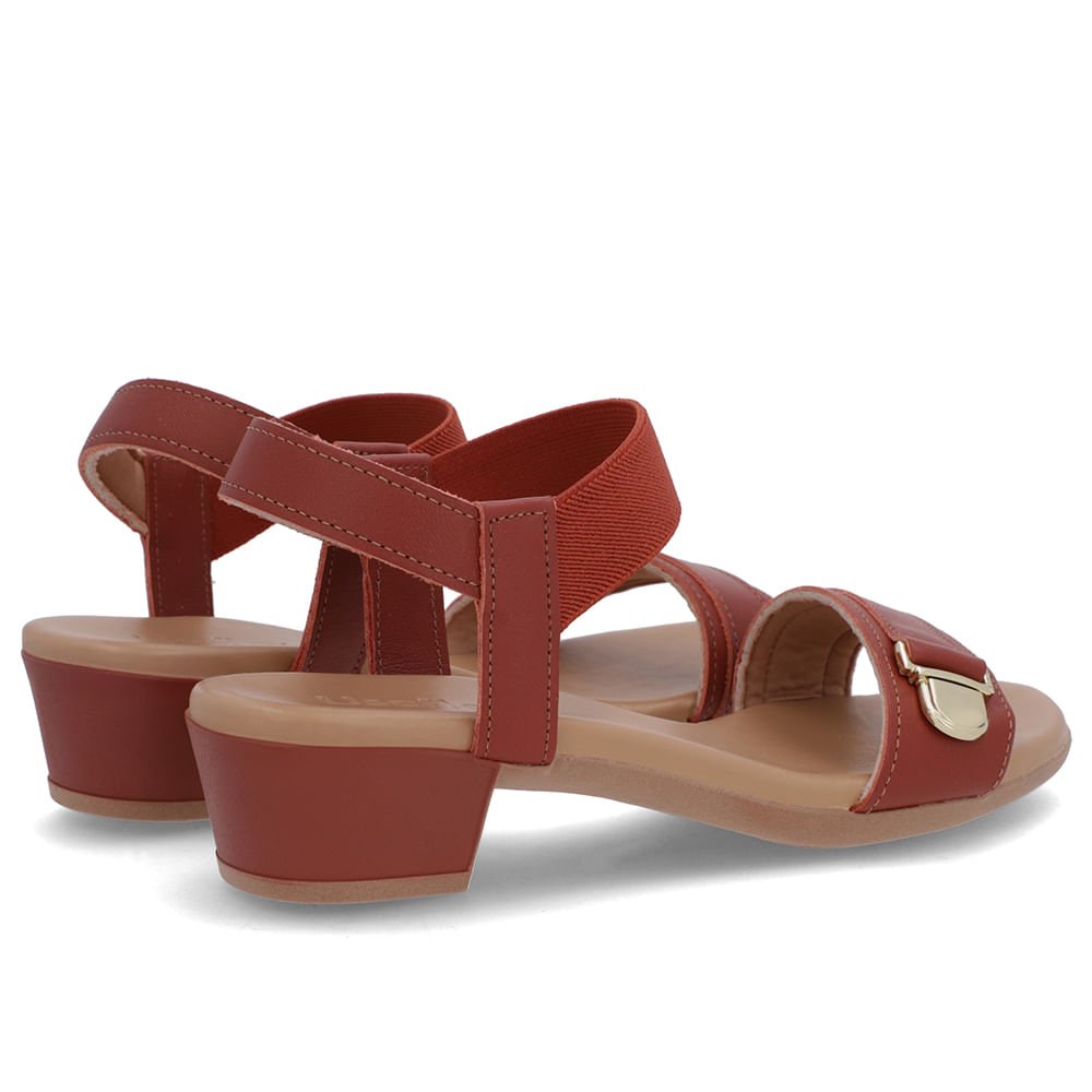 Sandália Couro Marrom Tira Elástico Marrom 3