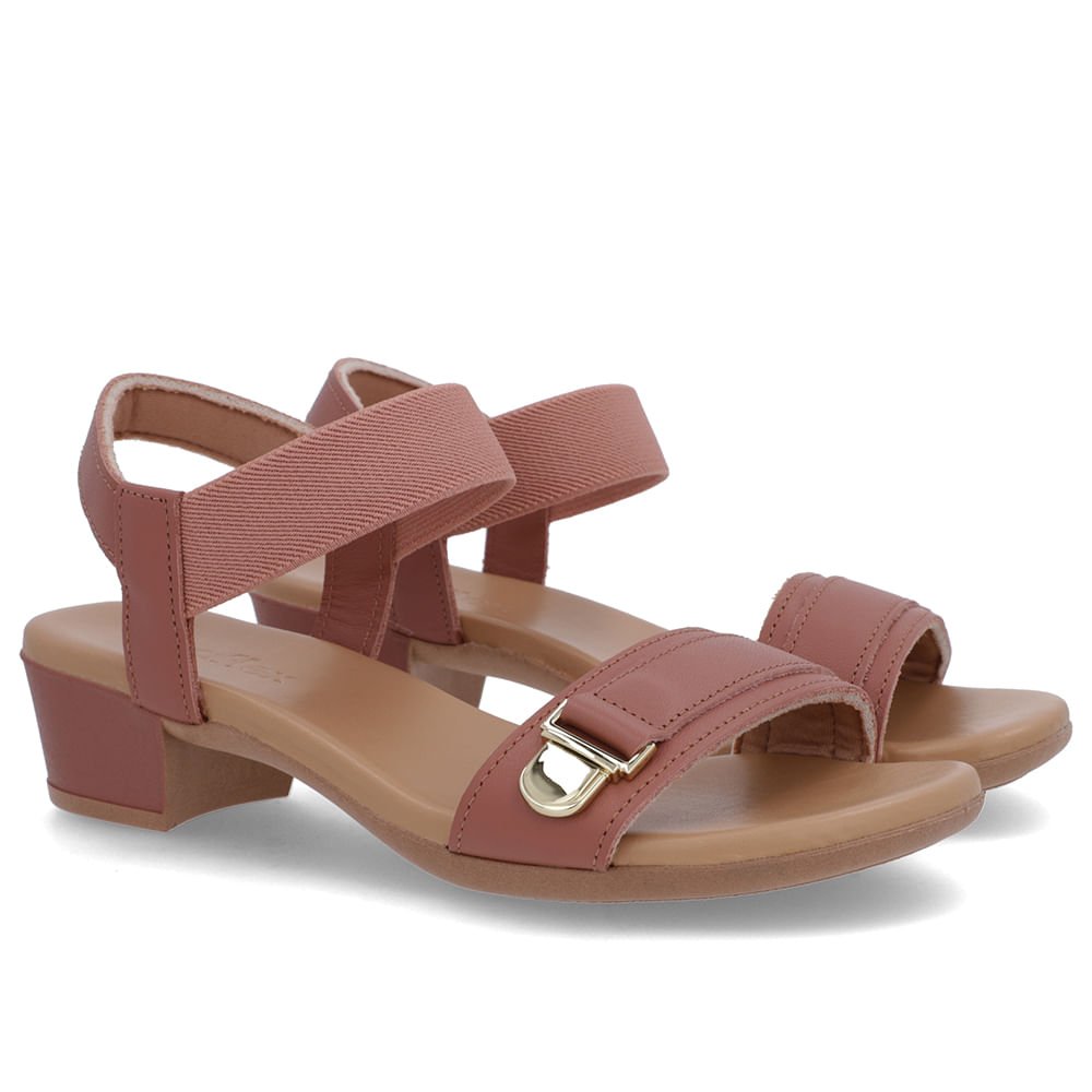 Sandália Couro Rosa Tira Elástico Rosa 2