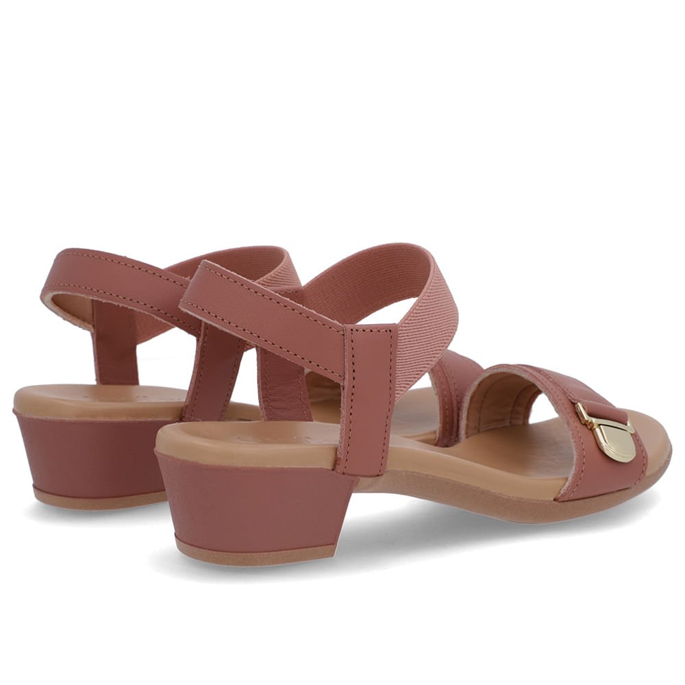 Sandália Couro Rosa Tira Elástico Rosa 3
