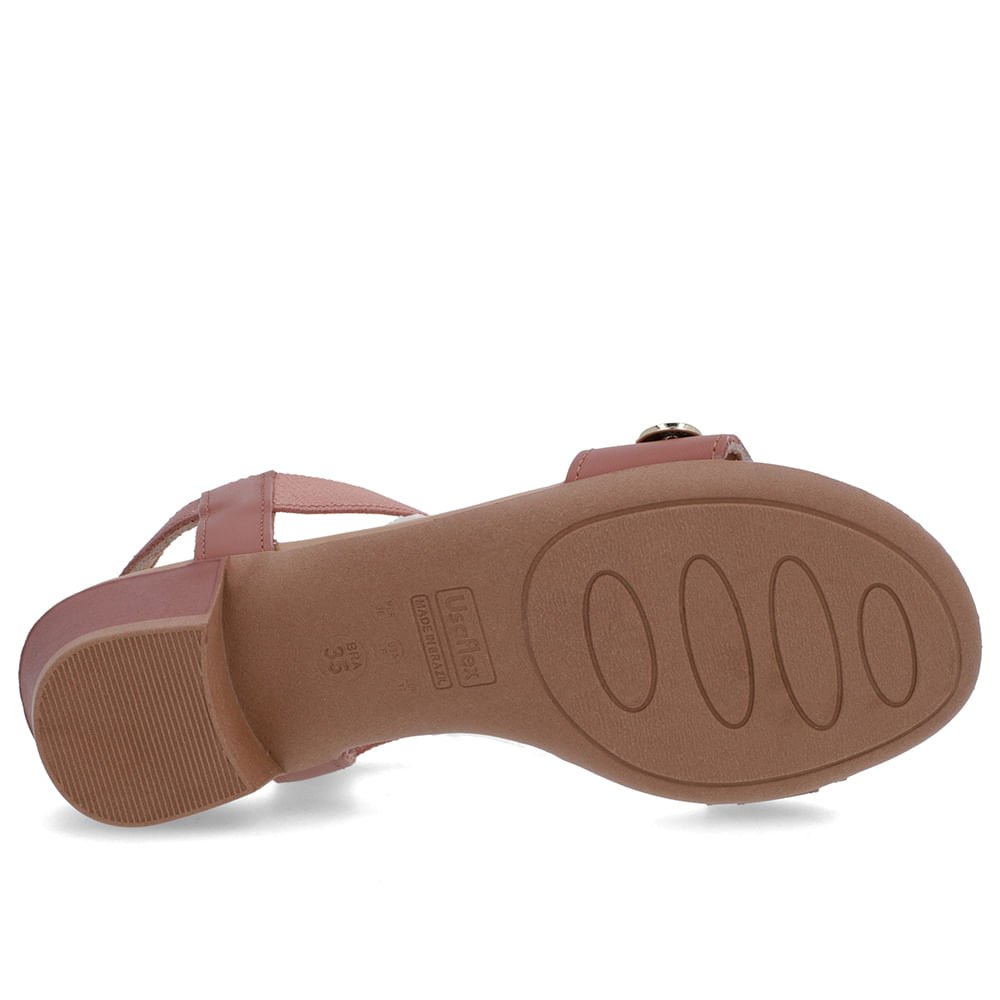 Sandália Couro Rosa Tira Elástico Rosa 5