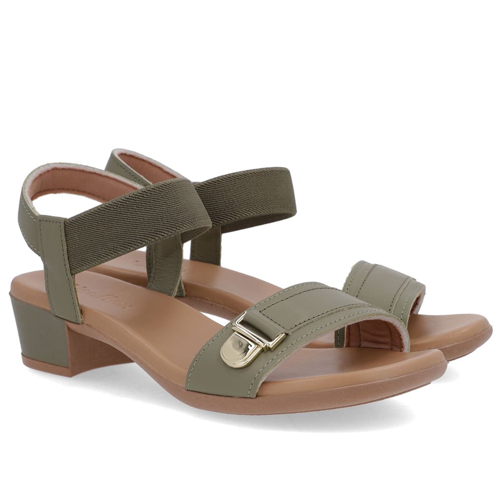 Sandália Couro Verde Tira Elástico Verde 2