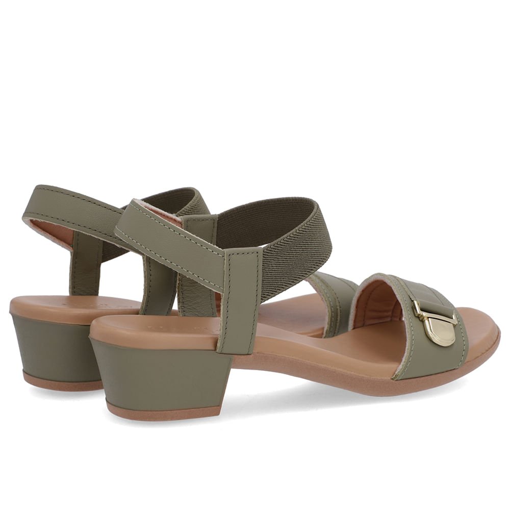 Sandália Couro Verde Tira Elástico Verde 3