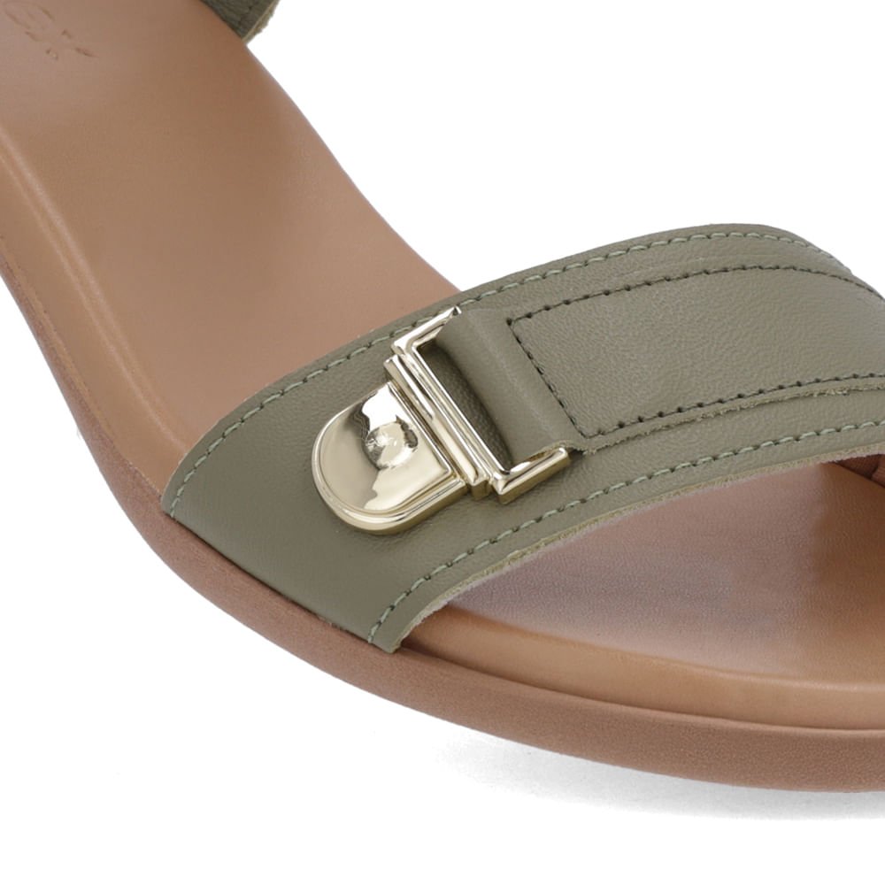 Sandália Couro Verde Tira Elástico Verde 4