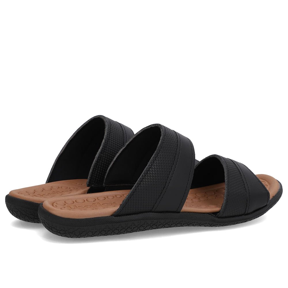 Slide Preto Rasteiro Couro Preto 3