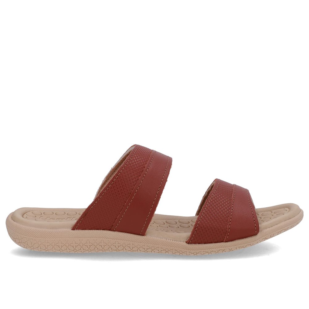 Slide Marrom Rasteiro Couro