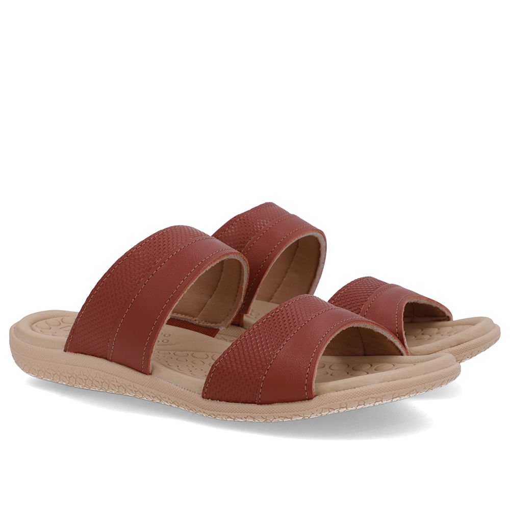 Slide Marrom Rasteiro Couro Marrom 2