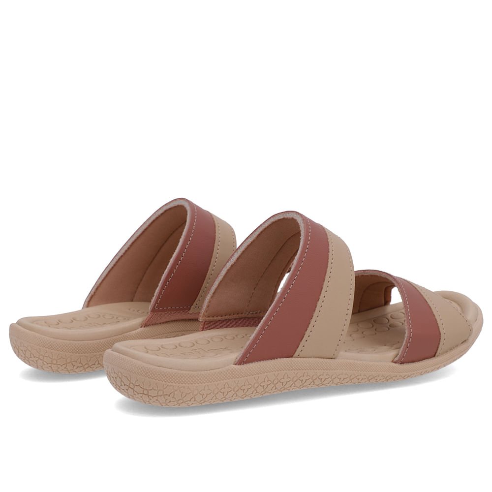 Slide Bege Rasteiro Couro Bege 3