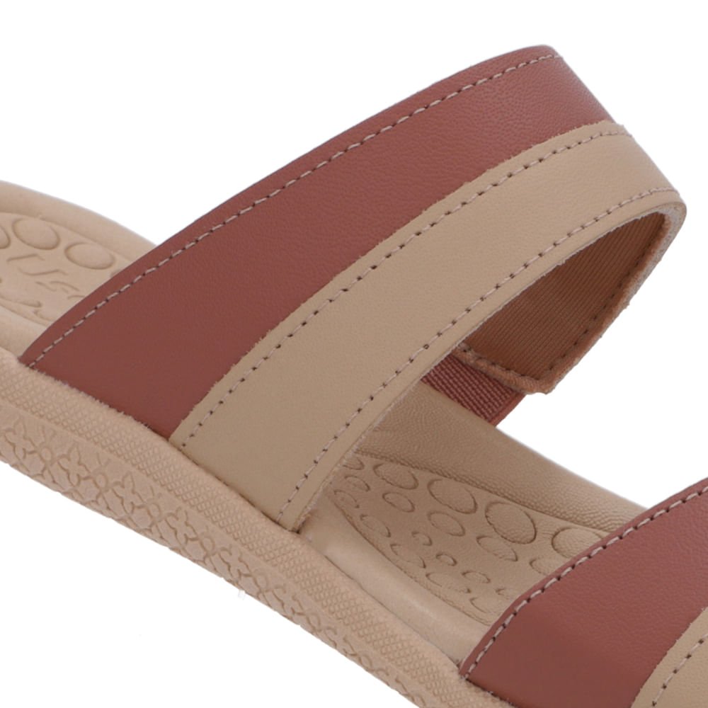 Slide Bege Rasteiro Couro Bege 4