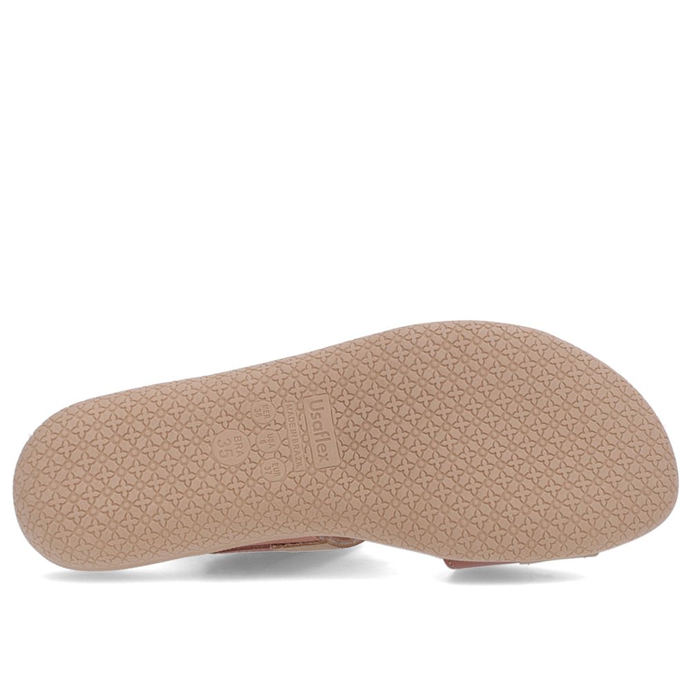 Slide Bege Rasteiro Couro Bege 5