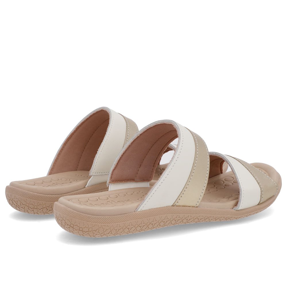 Slide Dourado Rasteiro Couro Dourado 3