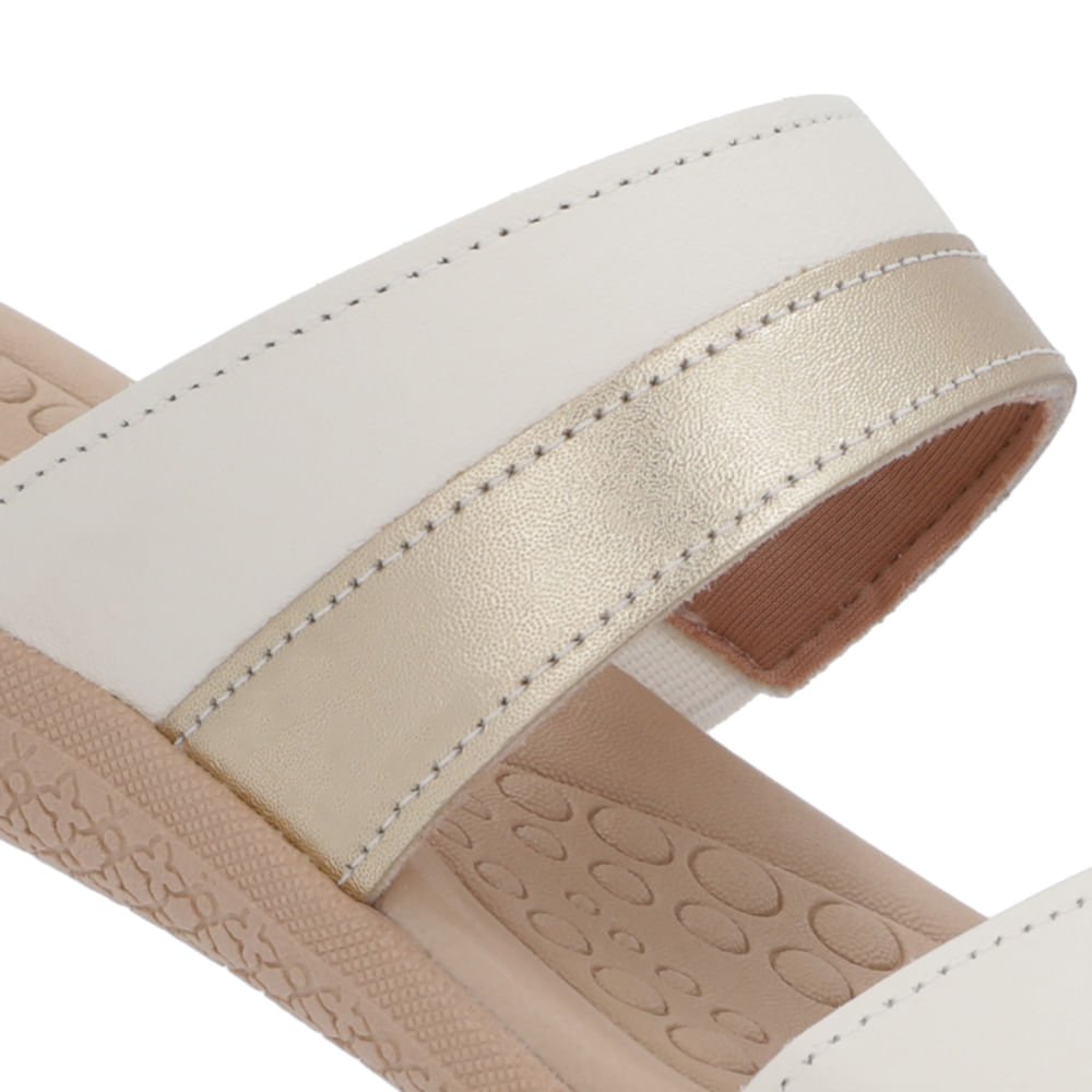 Slide Dourado Rasteiro Couro Dourado 4