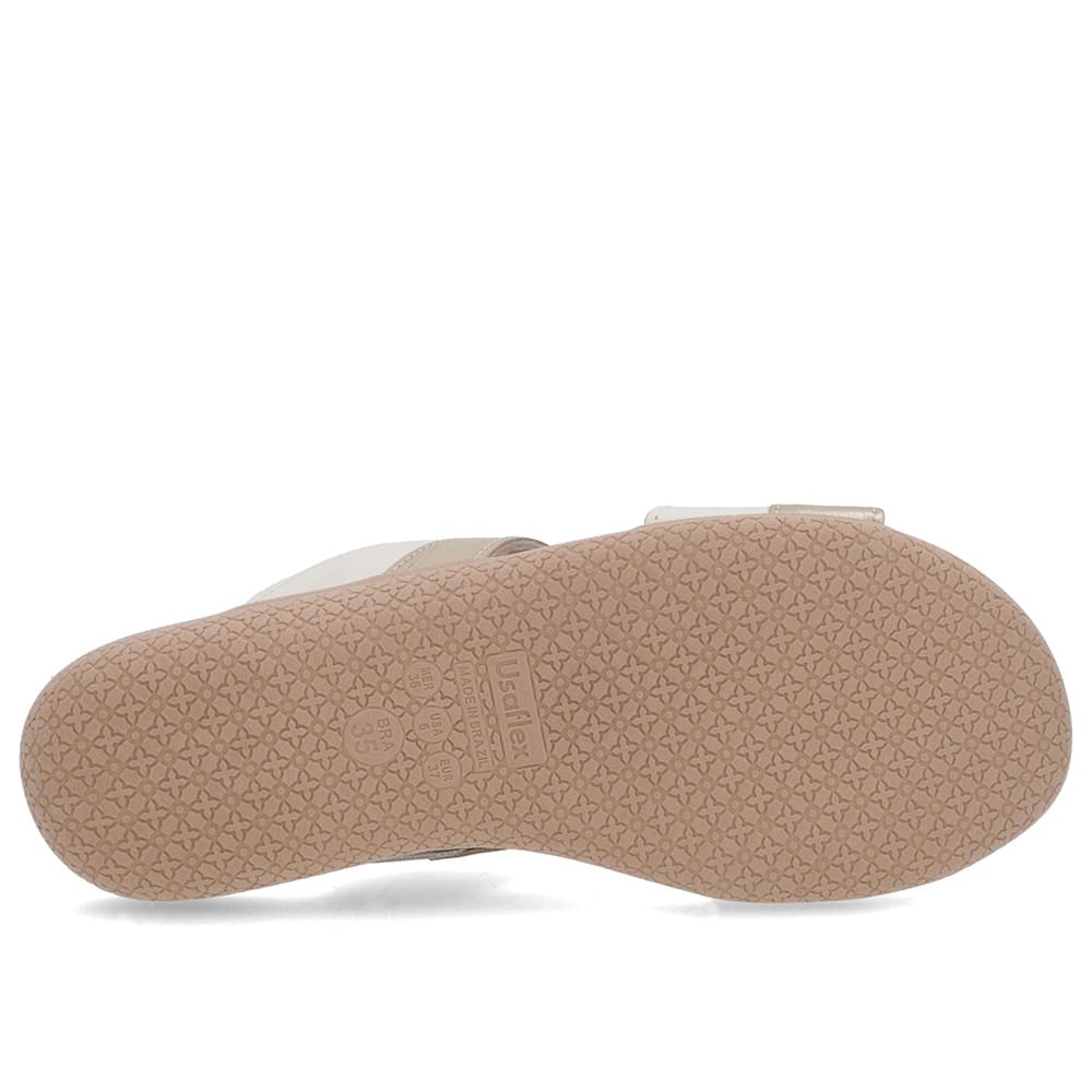 Slide Dourado Rasteiro Couro Dourado 5