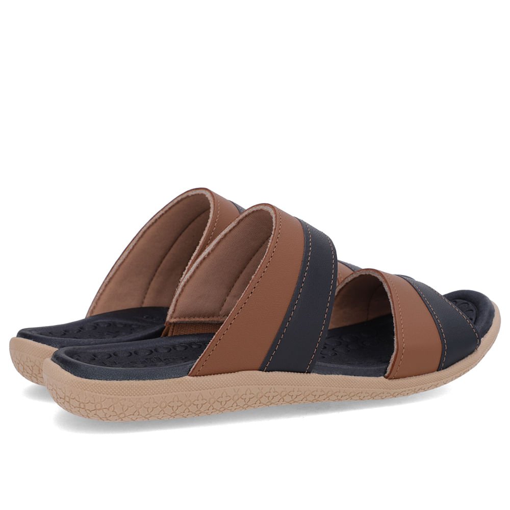 Slide Azul Rasteiro Couro Azul 3