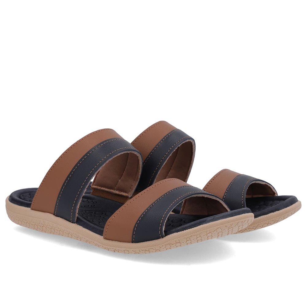 Slide Azul Rasteiro Couro Azul 2