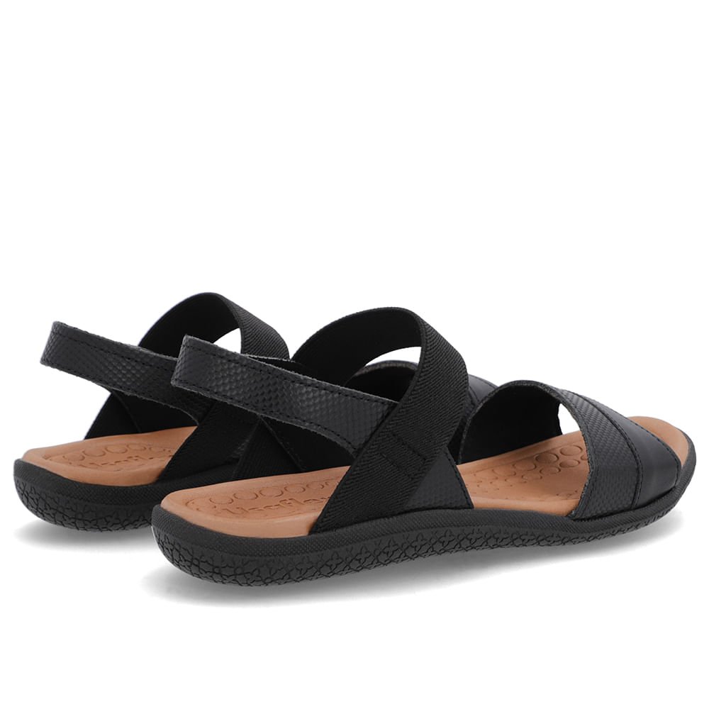 Sandália Couro Preta Tira Elástico Básica Preto 3