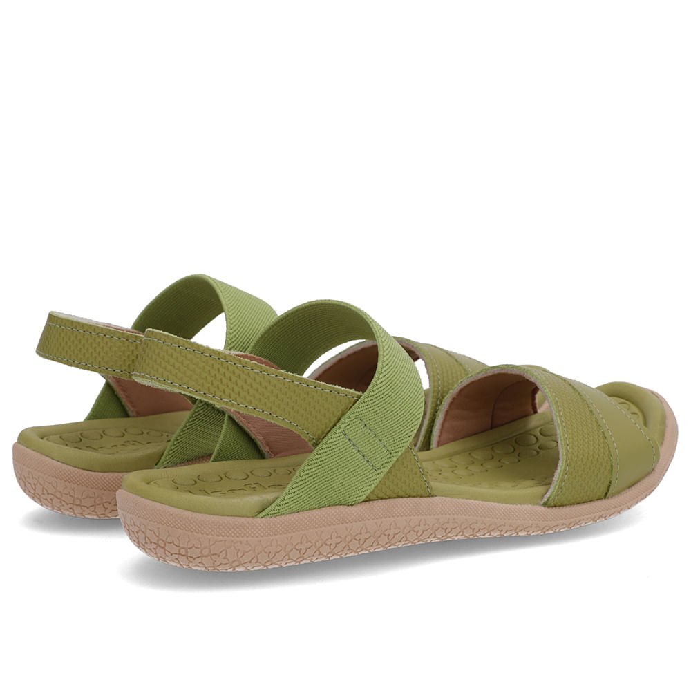 Sandália Couro Verde Tira Elástico Básica Verde 3