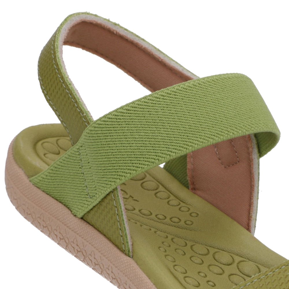 Sandália Couro Verde Tira Elástico Básica Verde 4