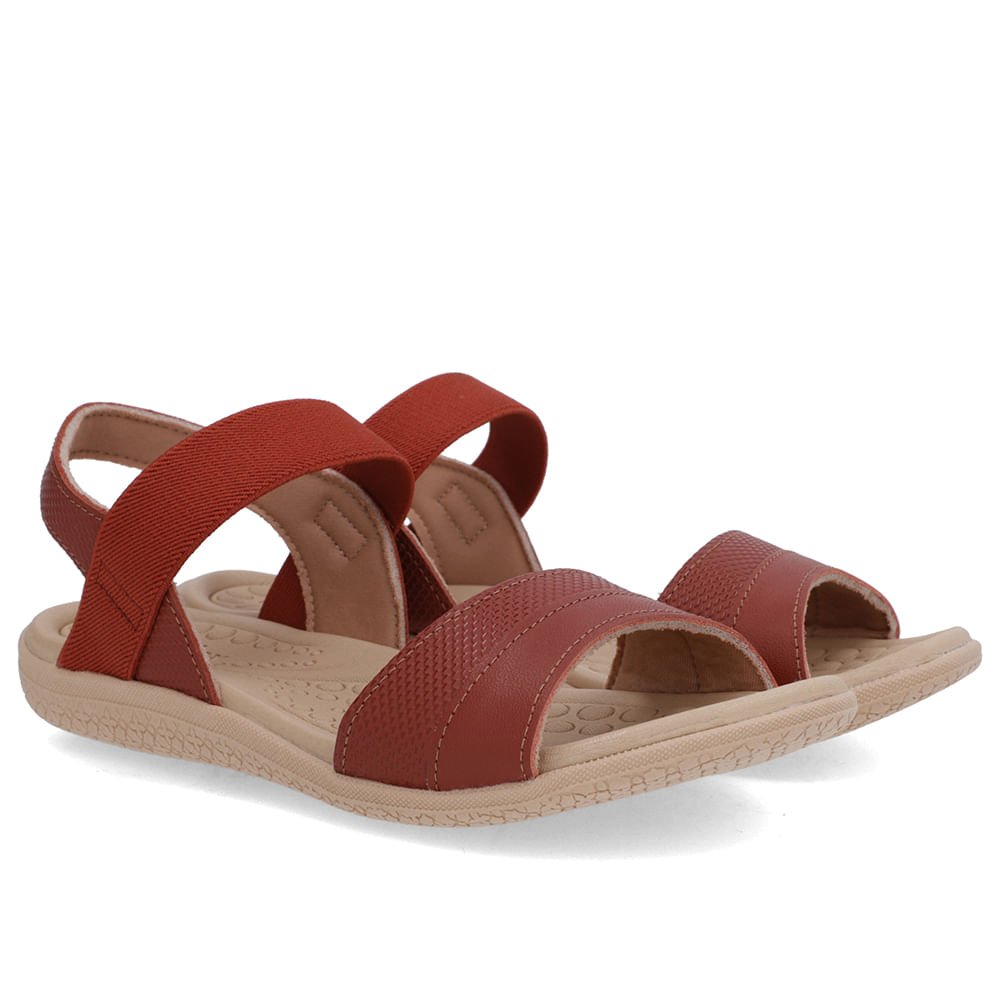 Sandália Couro Marrom Tira Elástico Básica Marrom 2