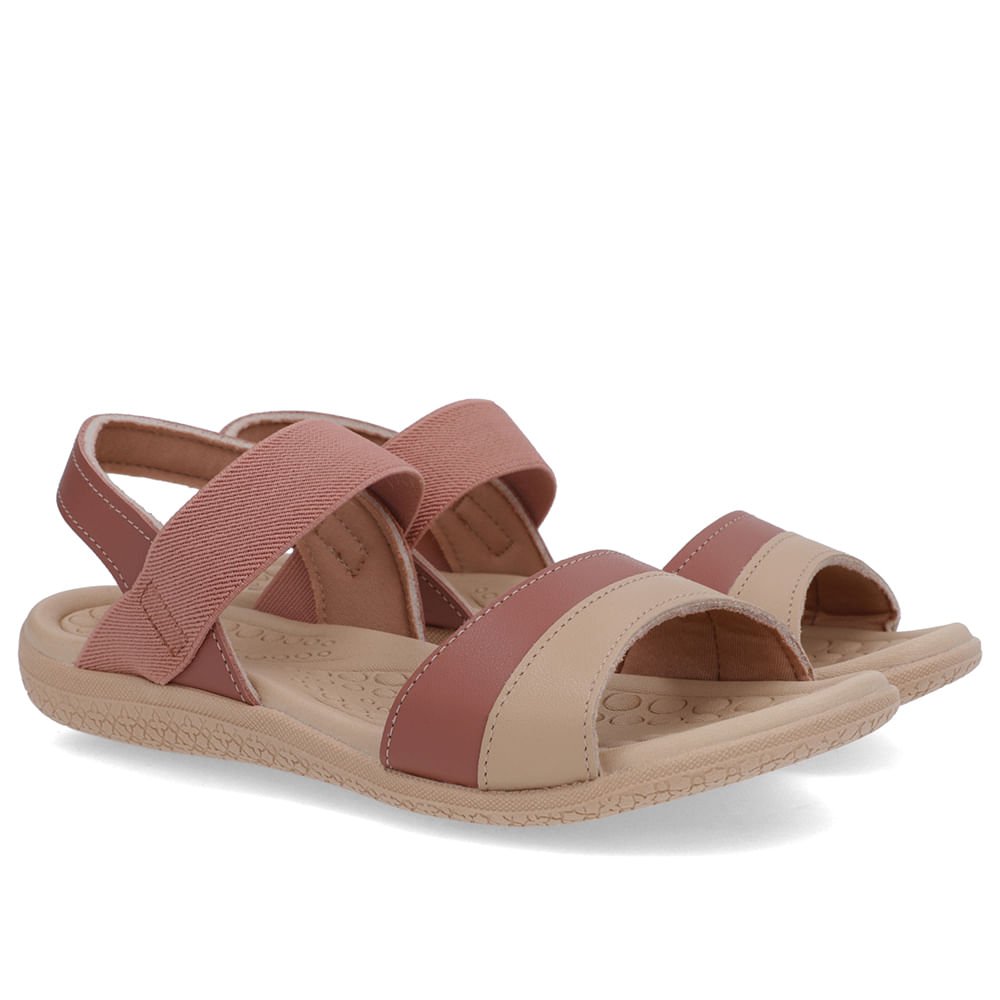 Sandália Couro Rosa Tira Elástico Básica Rosa 2