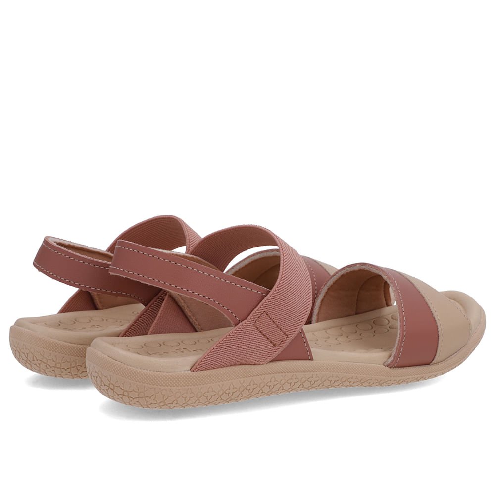 Sandália Couro Rosa Tira Elástico Básica Rosa 3