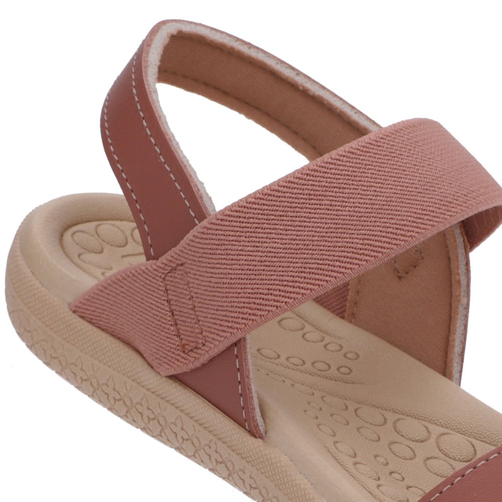 Sandália Couro Rosa Tira Elástico Básica Rosa 4