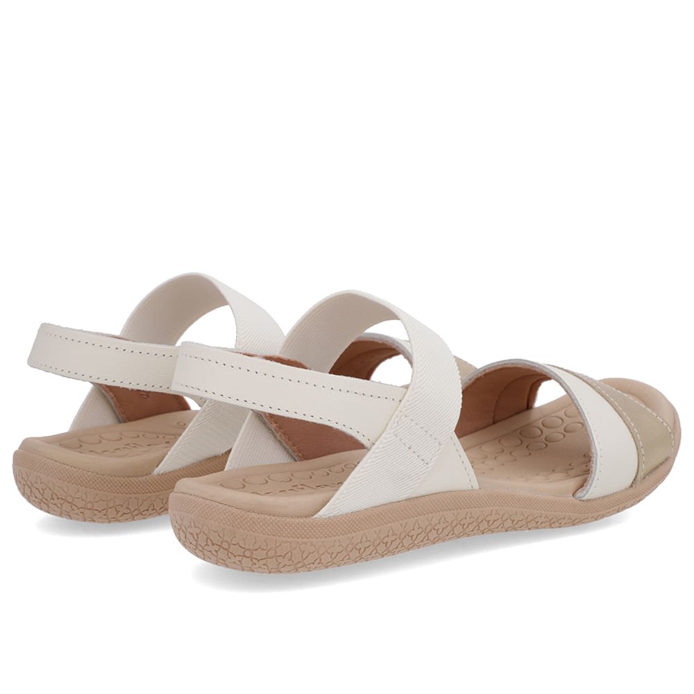 Sandália Couro Branco Marfim Tira Elástico Básica Branco 3