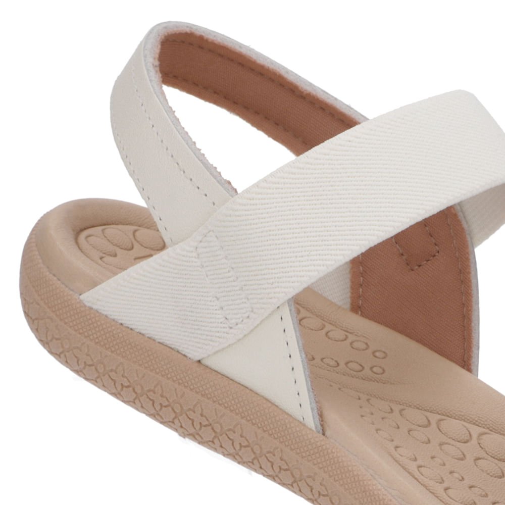 Sandália Couro Branco Marfim Tira Elástico Básica Branco 4